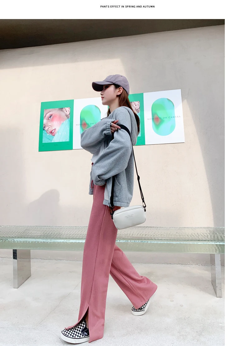 Alien Kitty 5 Colors XS-XL Women Split Solid Trousers Slim Spring Chic High Waist 2022 New OL Loose Casual Full Length Pants black pants