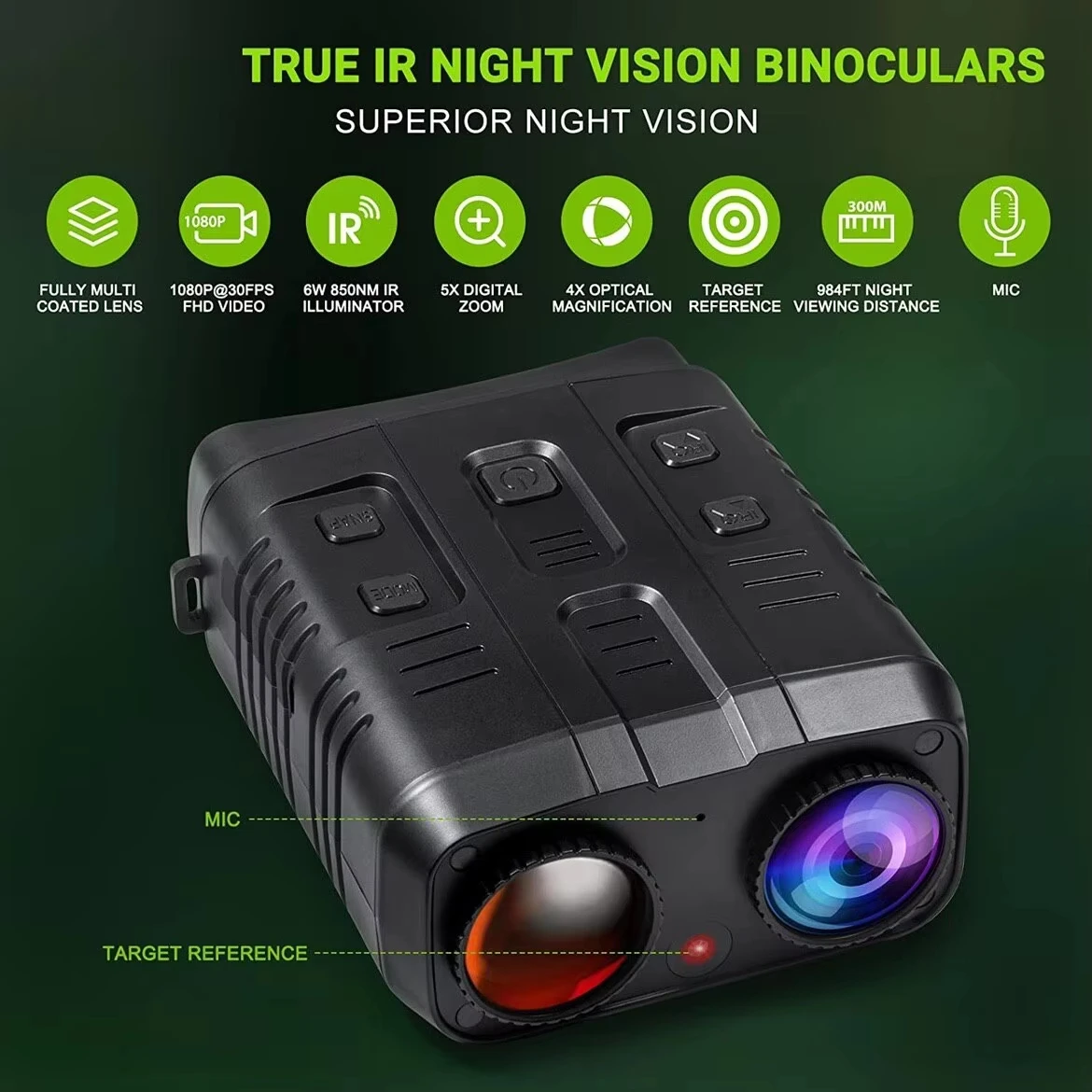 Night Vision Binoculars Device 5x Digital 800m Full Dark 3W 850nm Infrared Teles