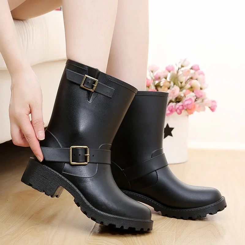 

Women Rain Boots Waterproof Non-slip Mid-tube Boots Pvc Rubber Shoes Kitchen Overshoes for Reasons 2023 Fashion Botas De Mujer