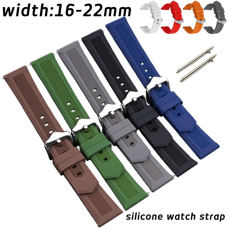 

16mm 18mm 19mm 20mm 21mm 22mm Rubber Watch Band Sports Soft Silicone Watch Strap Bracelet Women Men Replacement Wristbands