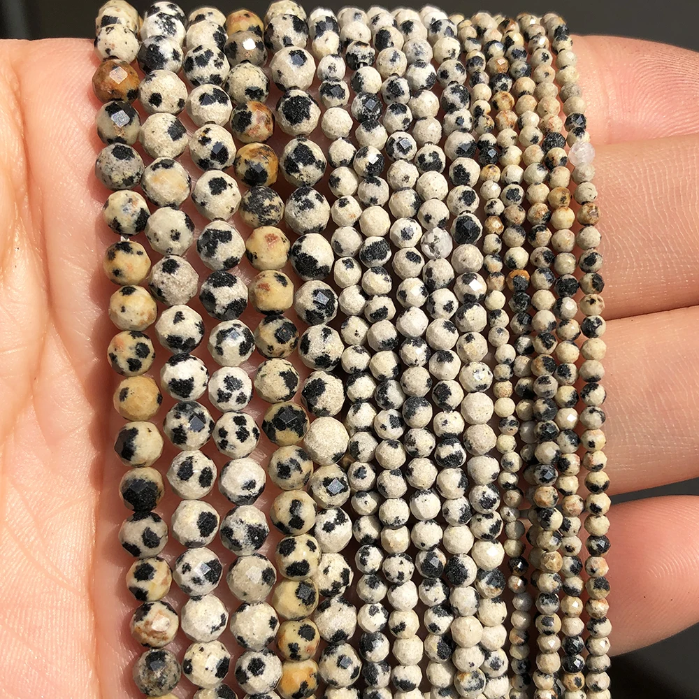 Perline sfaccettate rotonde in larimar naturale AAA, perline di
