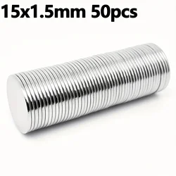 Compact Neodymium Rare Earth Magnets - Versatile for Office, Home, and Hanging Solutions (15x1.5mm 50pcs)