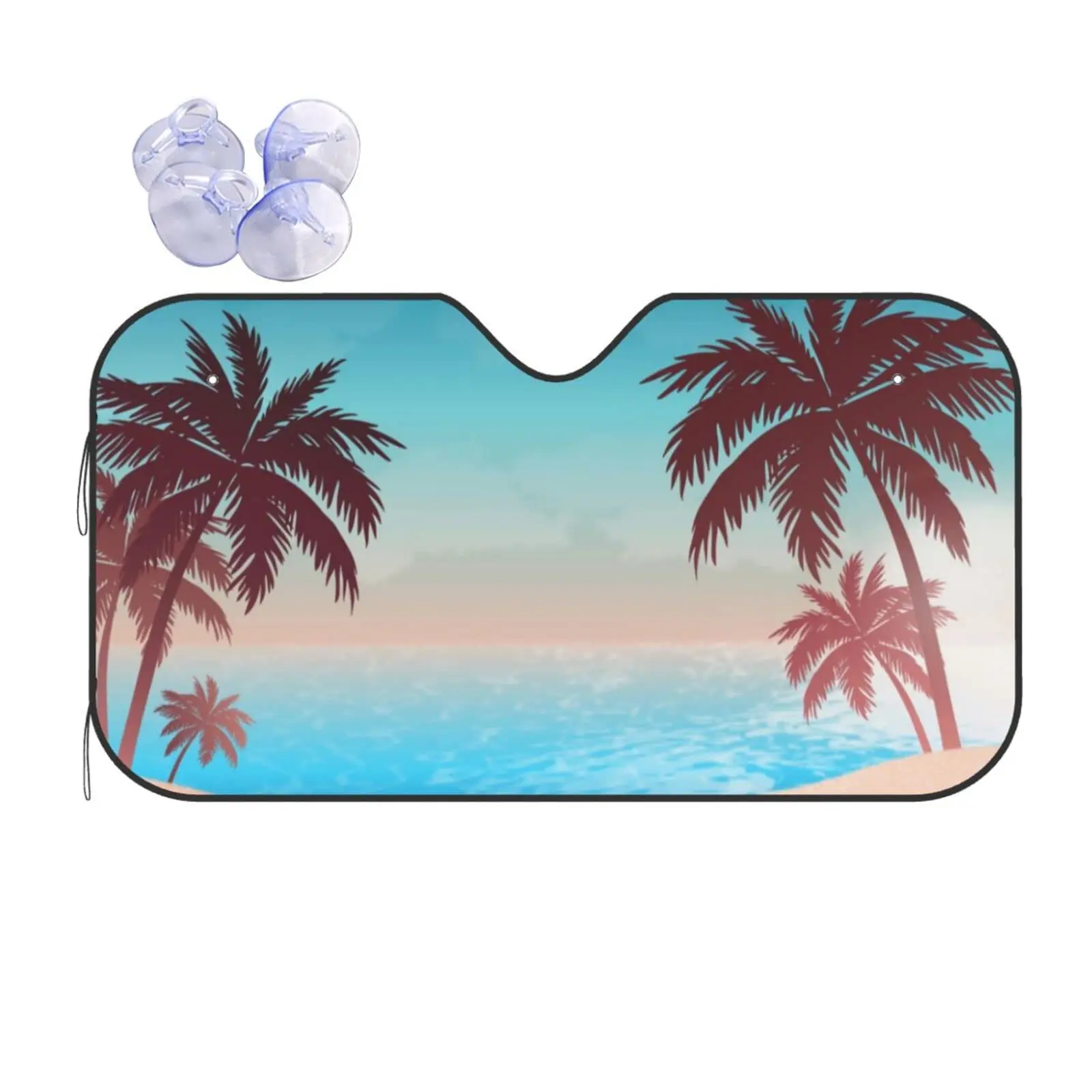 

Car Windshield Sunshade Gradient Beach Sunset Landscape Foldable Car Sun Shade Protector for Truck SUV Keep Vehicle Cool Covers