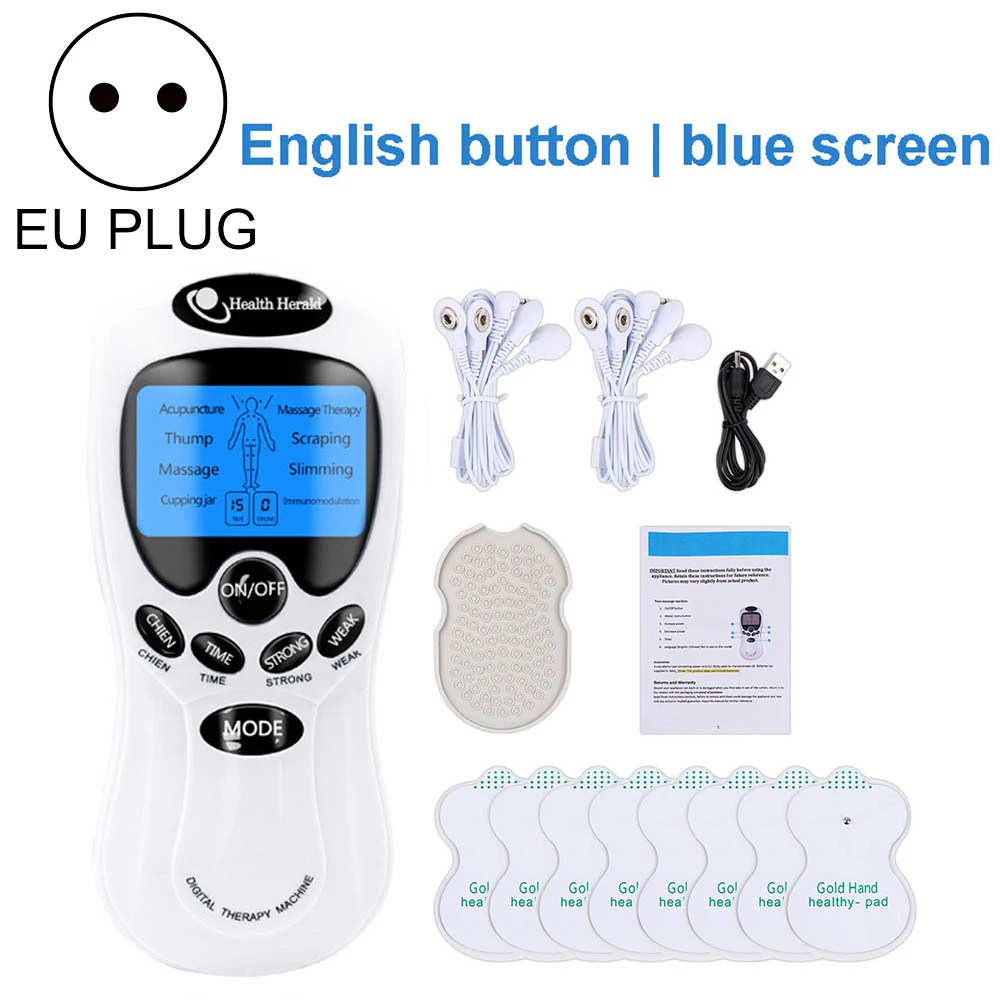 8-Mode Electric Tens Muscle Stimulator Ems Acupuncture Face Body Massager Digital Therapy Herald Massage Tool Electrostimulator 8