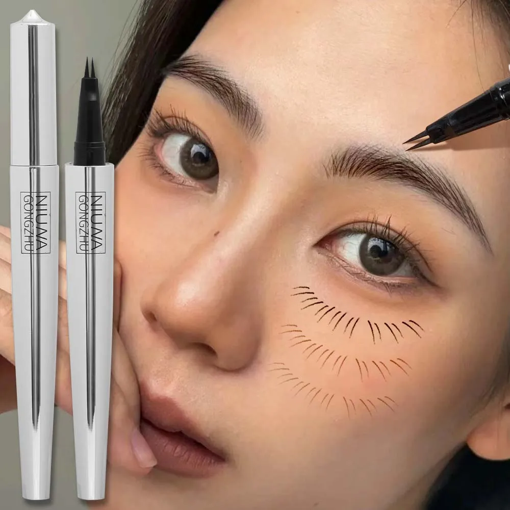 2 Forks Liquid Eyebrow Pencil Ultra-fine Eyebrow Tattoo Enhancer Waterproof Lasting Natural Eyelash Eyeliner Pen Makeup Cosmetic 6