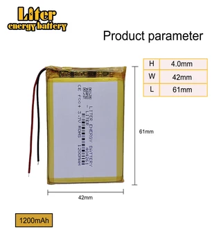 Batteria agli Ioni di Litio Polimerica 404261 3.7V 1200MAH 404060 per Giocattoli, Power Bank, GPS, MP3, MP4, Cellulari, Altoparlanti