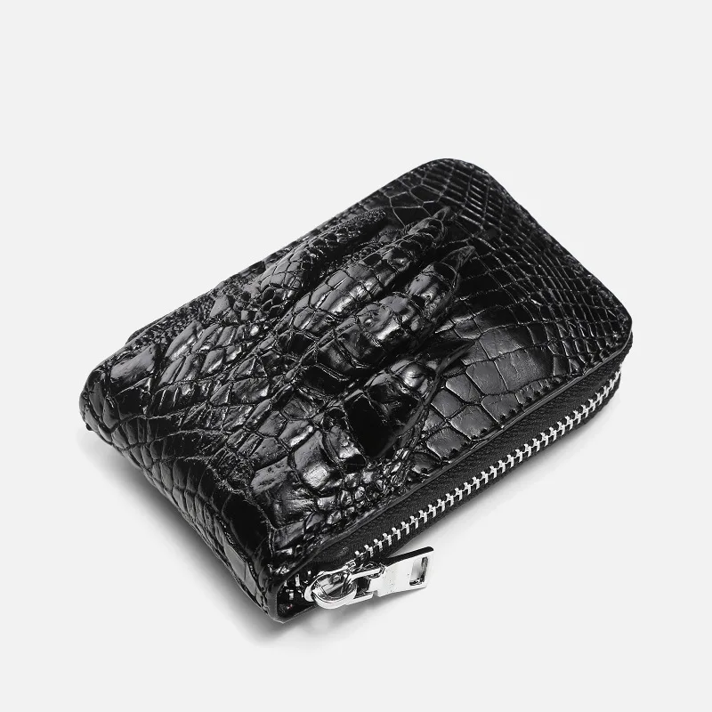 

Genuine Crocodile Leather Small Card Holder for Men Multiple Card Slots, Anti-Degaussing High-end Portable ID and Bank Card Case