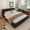 Luxury  Upholstered Platform Bed with Oversized Padded Backrest, Soft Frame Cloud Bed,Pinewooden Slats and Metal Leg 3