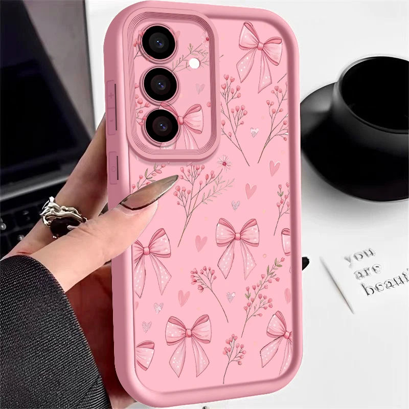 Chic Pink Bow Pattern Soft TPU Silicone Phone Case - Elegant and Stylish Back Cover