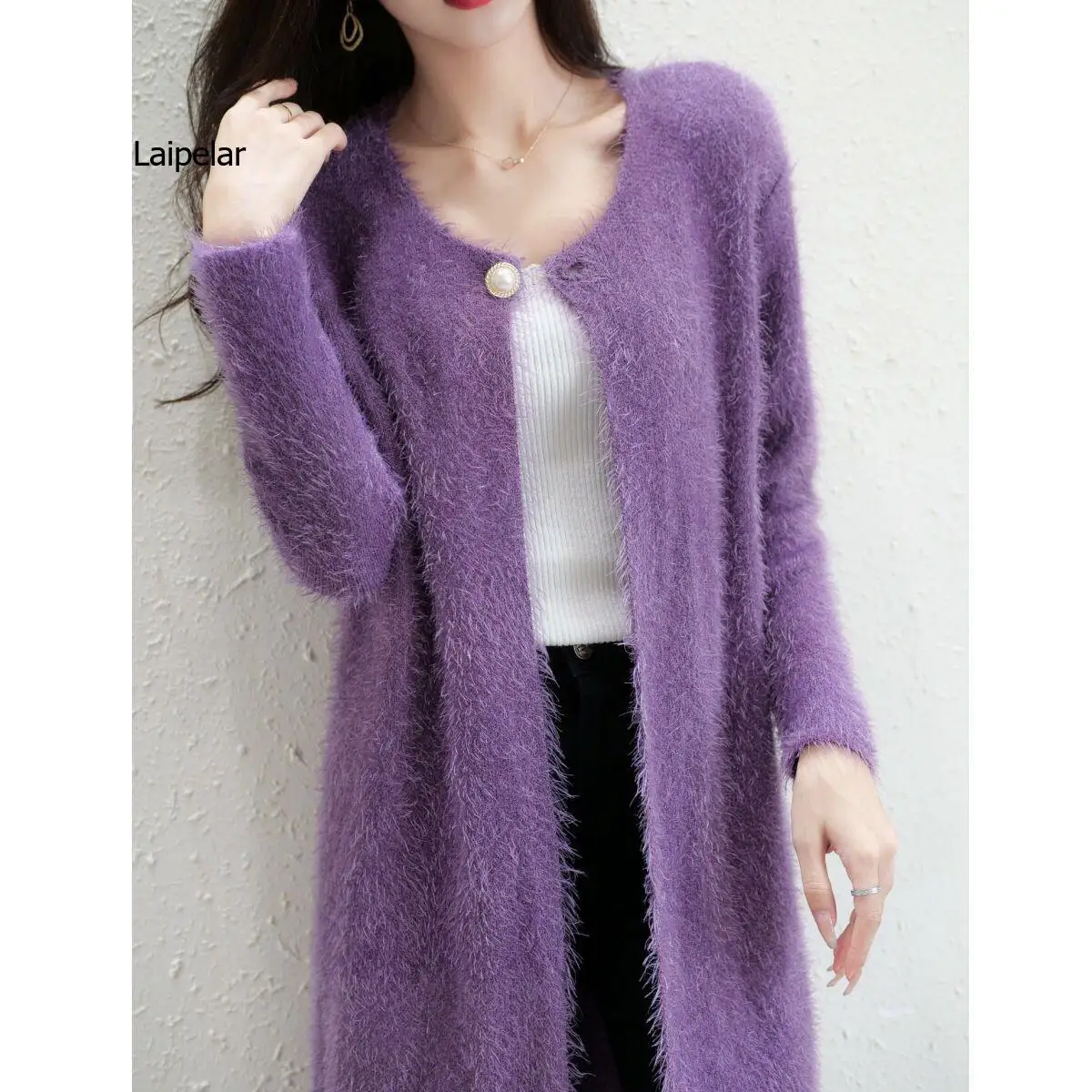 

Fall Winter Long Sweater Coat New Korean Loose Jumper long-sleeved Mohair Knit Cardigan Thicker Female Clothing Vestidos