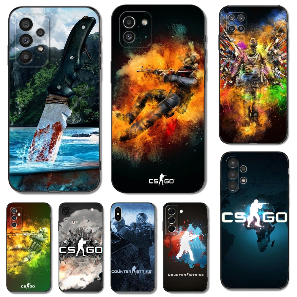 Custodia In Tpu Nero Per Samsung Galaxy S23 S22 S20 S21 Fe Plus Ultra + S10 E Lite Cover Cs Go Logo