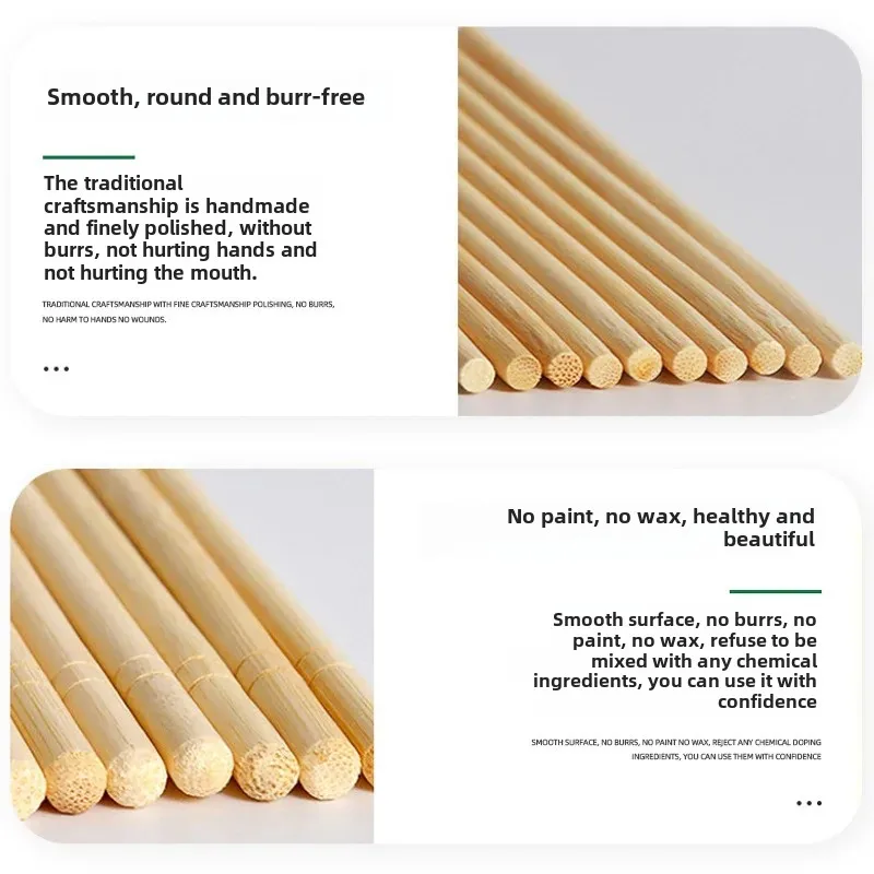 Disposable Round Head Bamboo Utensils Barbecue Bamboo Chopsticks Independent Packaging One-Time Use Restaurant Supplie