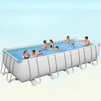 Piscine rectangulaire extra-large 640x270x130 cm pour usage domestique en extérieur, convient à 8 à 10 personnes, avec échelle et couverture 2