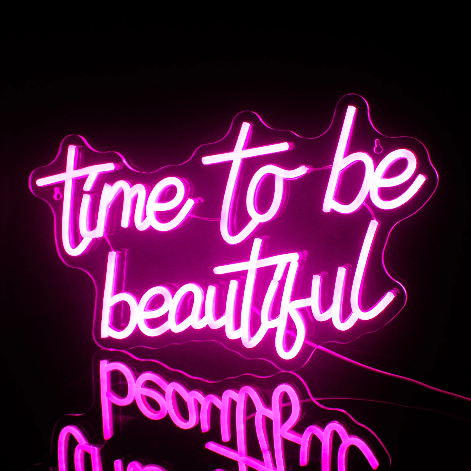 

Time To Be Beautiful LED Neon Sign For Room Decor Romantic Wedding Night Light Hanging Wall Decoration Transparent Board Lamp
