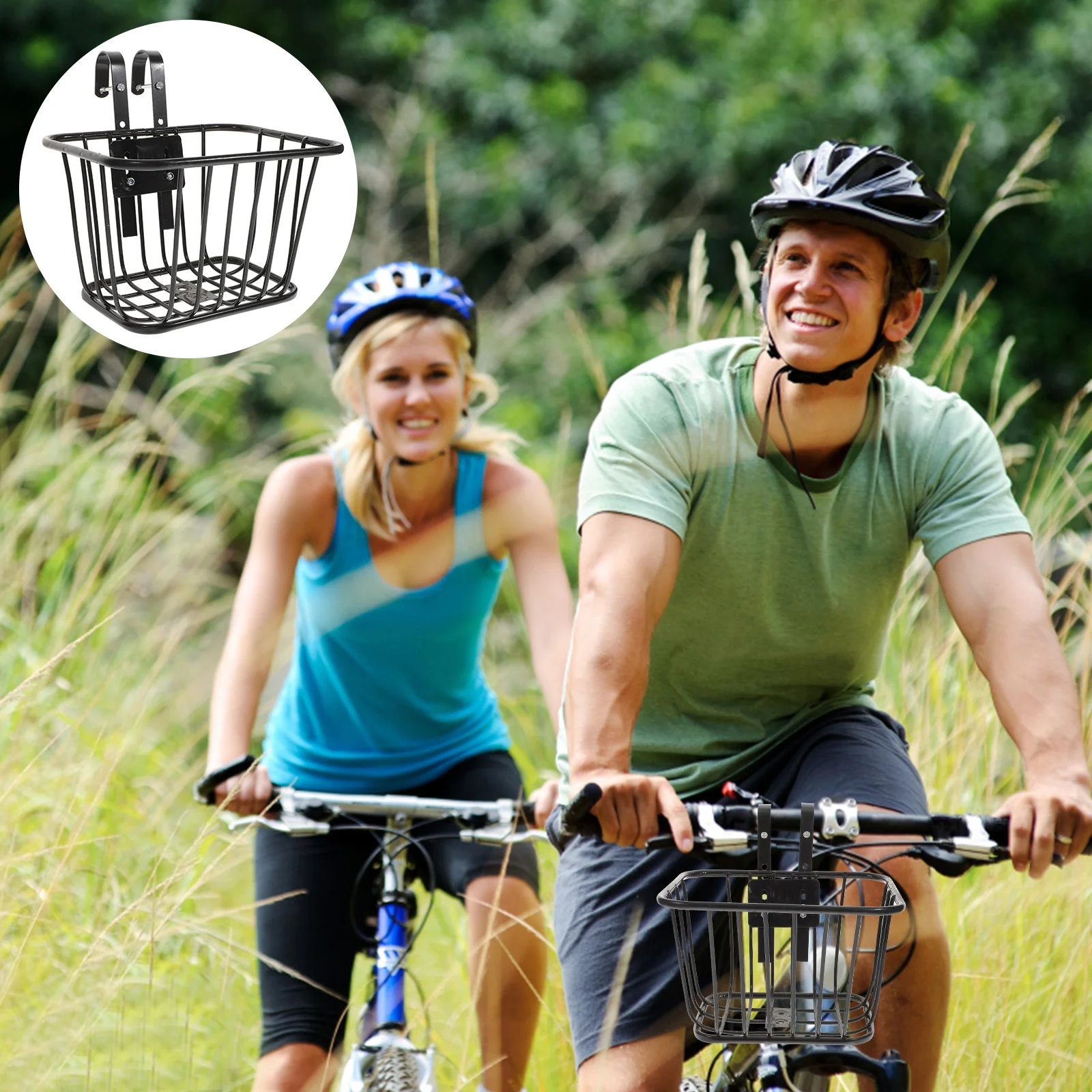 

Cycling Bicycle Basket Replacement Folding Scooter Bike with Hook Handlebar Accessories Metal Multifunctional