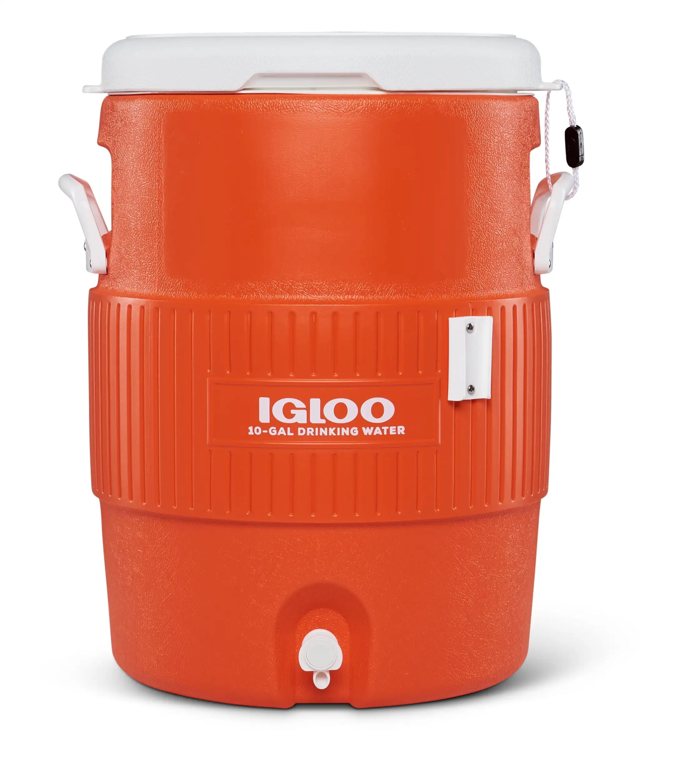 

10-Gallon Seat Top Water Jug with Cup Dispenser, Orange
