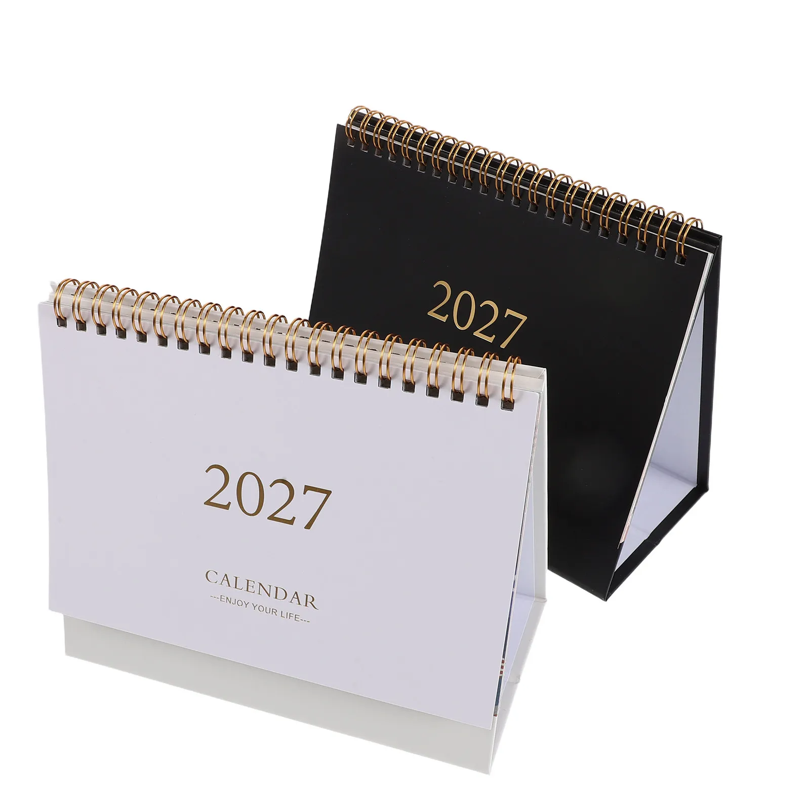 2pcs 2027 데스크탑 캘린더 플래너 비즈니스 책상용 나선형 바인딩 캘린더 학업 계획 일일 데스크 정리 캘린더
