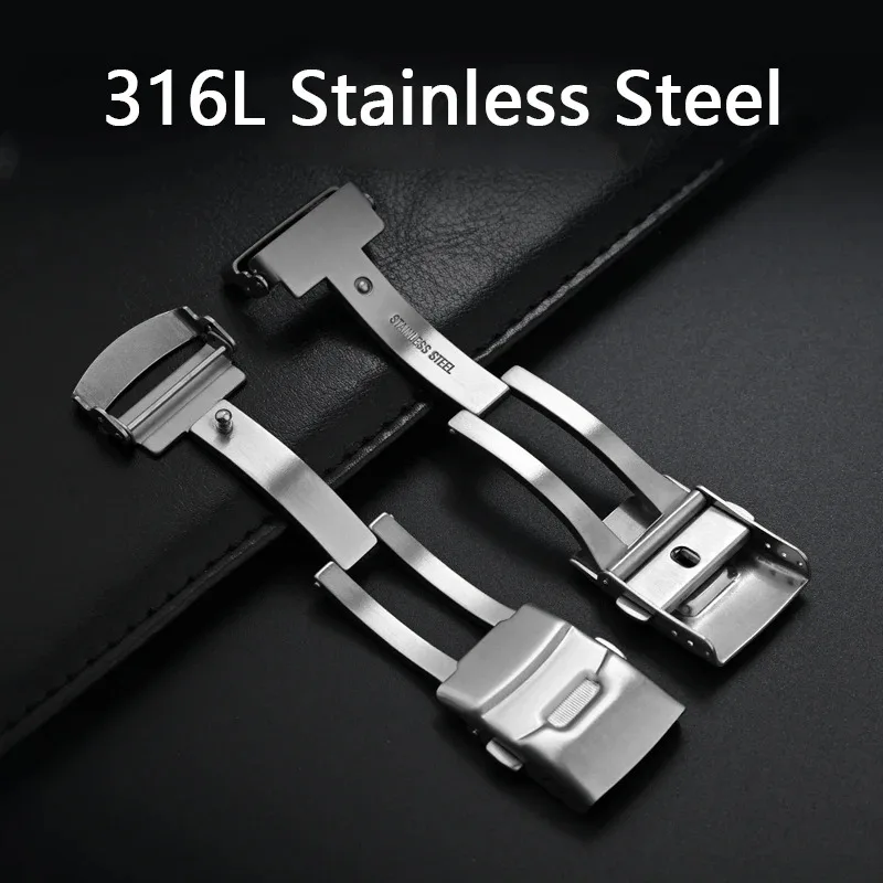 16mm 18mm 20mm 22mm 316L Solid Stainless Steel Watch Clasp Folding Buckle with Safety Premium Men Women Metal Watch Buckle watch buckle clasp watch buckle