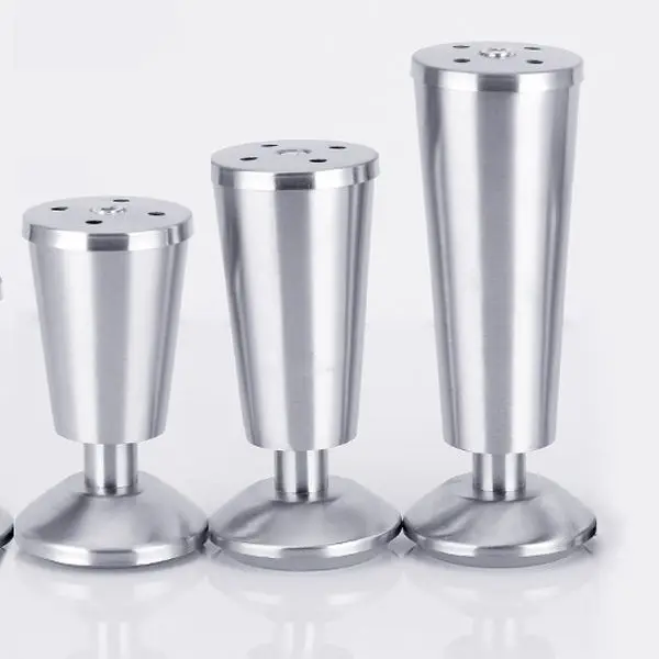 4 Inch / 10cm Metal Furniture Legs, Btowin VCF 8Pcs Round Adjustable Stainless Steel Furniture Feet DIY Replacement Support Leg For Table Cabinet Kitchen Tv Stand Des
