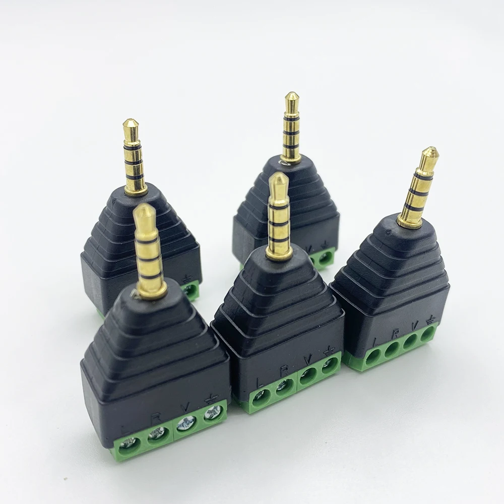 

2/5Pcs Video AV Balun 3.5mm 4 Pole Stereo Male to AV Screw Terminal Stereo Jack 3.5 mm male 4 pin Terminal Block Plug connector