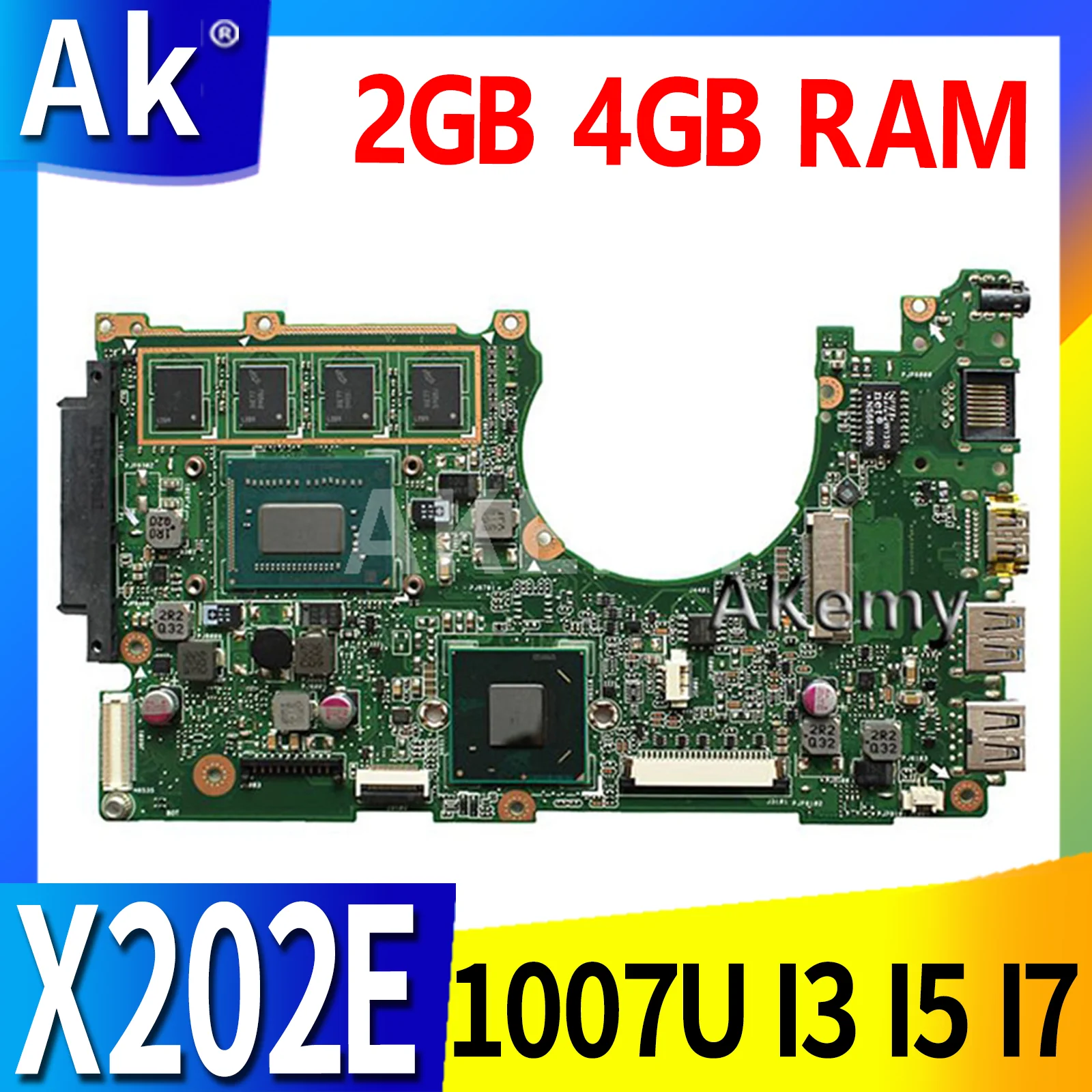 Notebook X202E mainboard 1007U I3 I5 I7 CPU 2GB 4GB RAM Para asus S200E