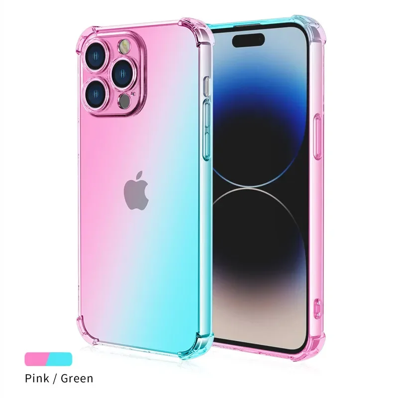 thumbnail image 1 of Gradient Airbag TPU Case For iPhone 15 Pro Max 14 Plus 13 12 Mini 11 XR XS Max SE 7 8 Plus Cover Shockproof Fundas Coque Shell, 1 of 5