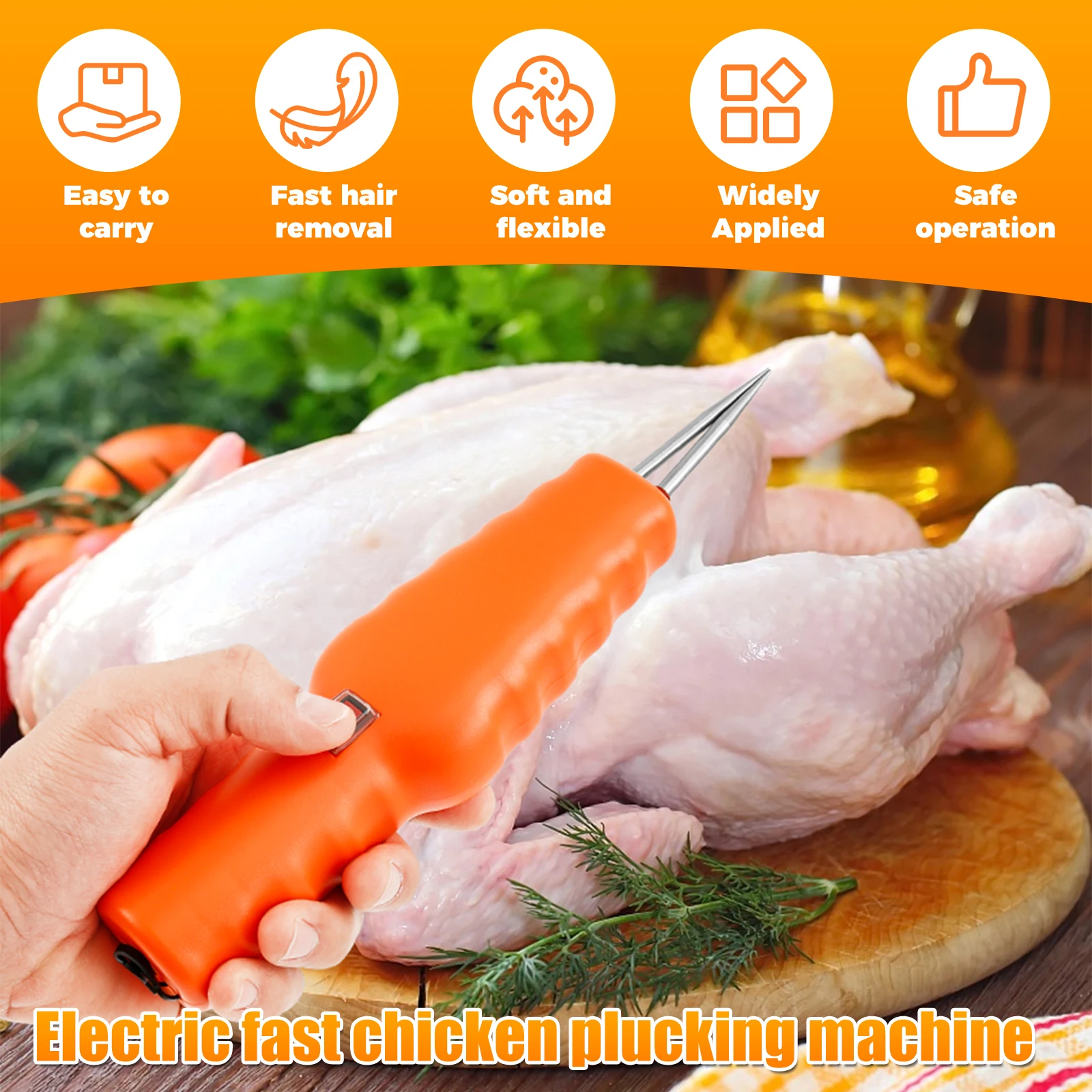 Electric Poultry Plucker Handheld Electric Hair Removal Tool With Tapered Head Waterproof Feather Plucking Machine for Chicken