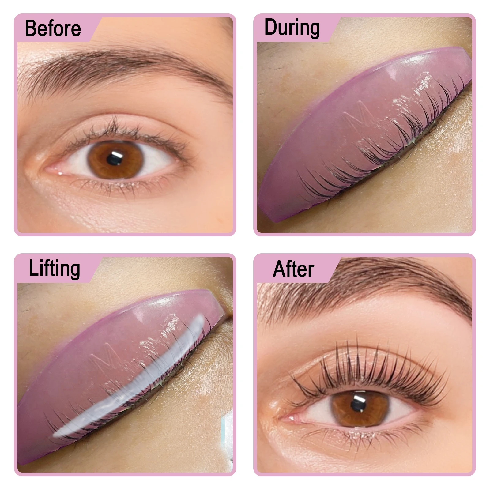 4쌍의 속눈썹 리프트 실리콘 패드 키트 - 더 길고 풍성한 속눈썹을 위한 아이 컬러 로드 도구