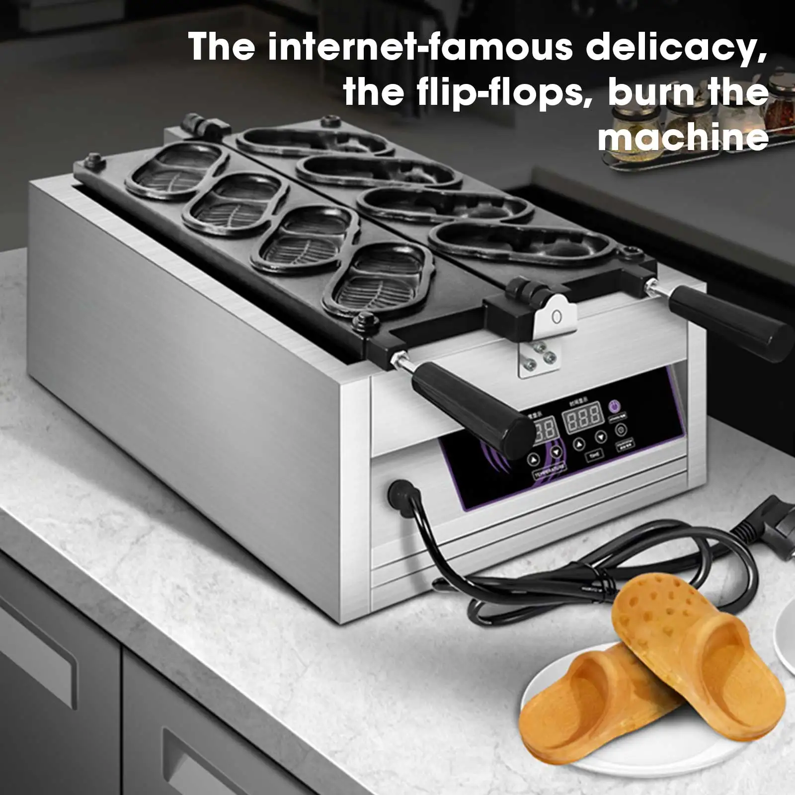 Stainless Steel Crocs Shape Waffle Maker - Non-Stick 3D Hole