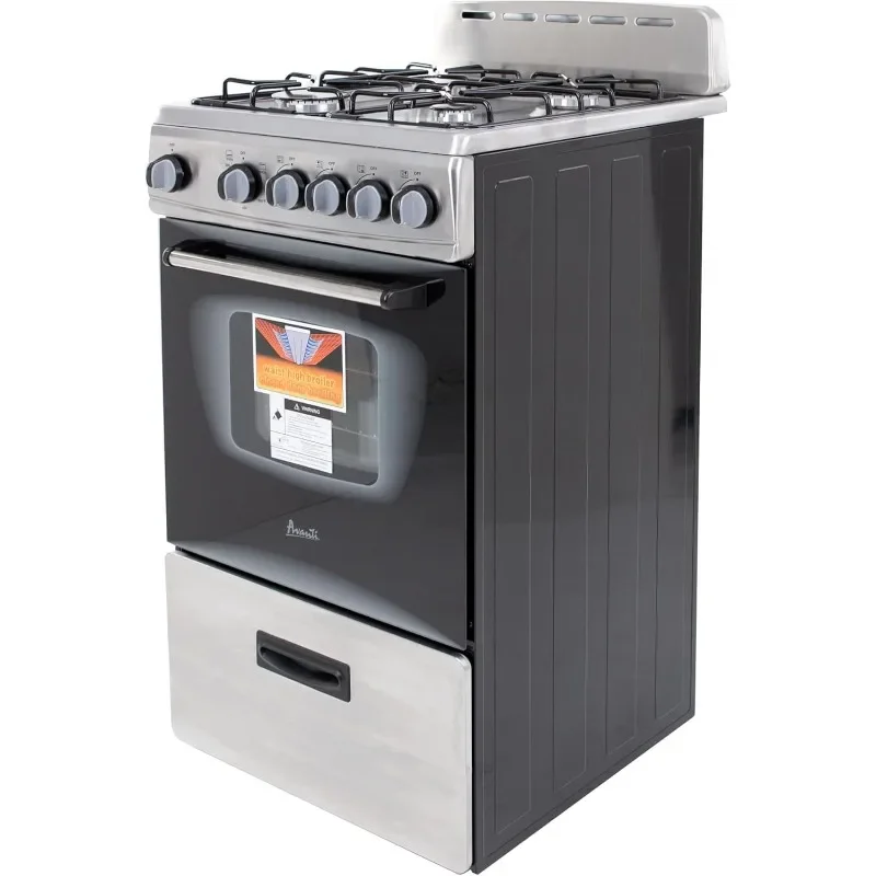 Avanti GR2013CSS Gas Range, 20", Black,Stainless Steel