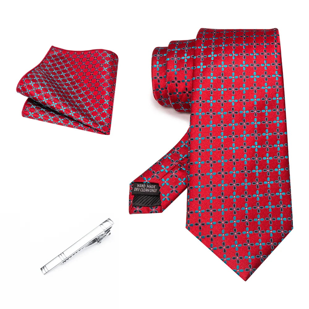 EASTEPIC 8 cm Herrenkrawatte Rot Grün Paisley Krawattenset mit Krawattenklammer Hochwertiges Accessoire für Hochzeit und Party Ausverkaufsartikel – Detail 17
