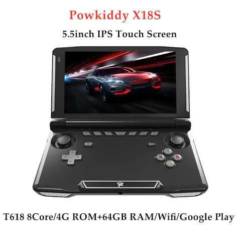 Powkiddy x18s preto versão android 11 jogo console da tela de toque t618 chipset l3 + r3 função retro handhelds consoles de jogos caixa