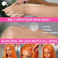 Perruque Lace Front Wig Body Wave Naturelle Orange, Cheveux Humains, 13x4, Pre-Plucked, Coloré, Vidéo HD, 34 36 Pouces, pour Femme 5