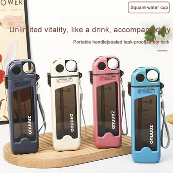350ml Water Bottle Leak-proof Square Cup Sports Bottle with Lockable Lid and Measurements for Outdoor Sport Travel Drinkware New 2