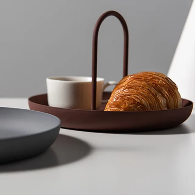 Északi Kerek Hordozható Tároló Tálca Egyszerű Modern Nappali Tornác Sundries Kis Tárgyak Asztali Raklap - Image 2