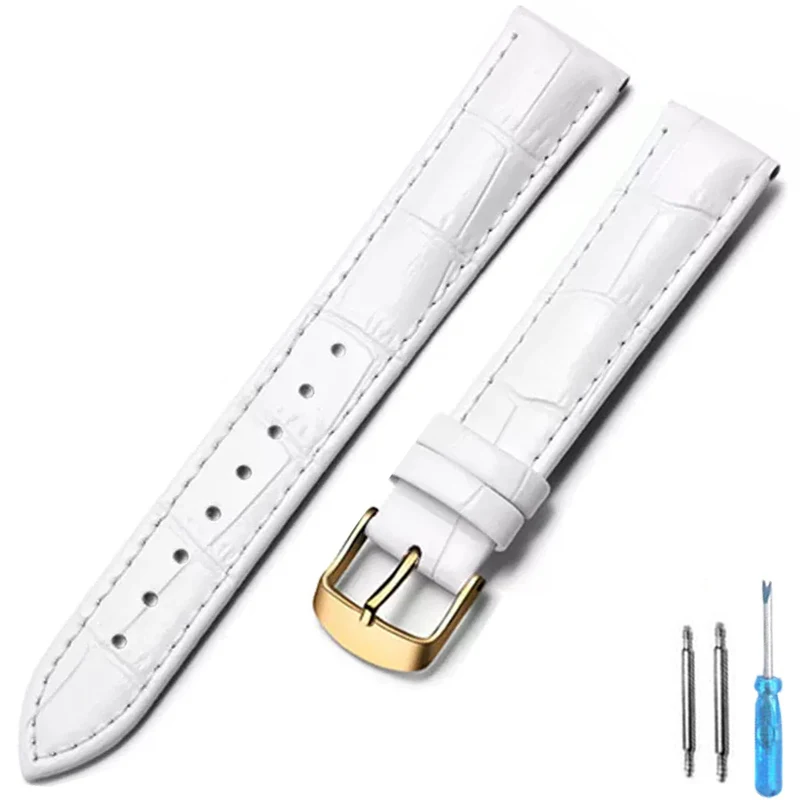 Premium Leather Watch Strap with Black Gold Buckle - High-Quality Watchband Accessories