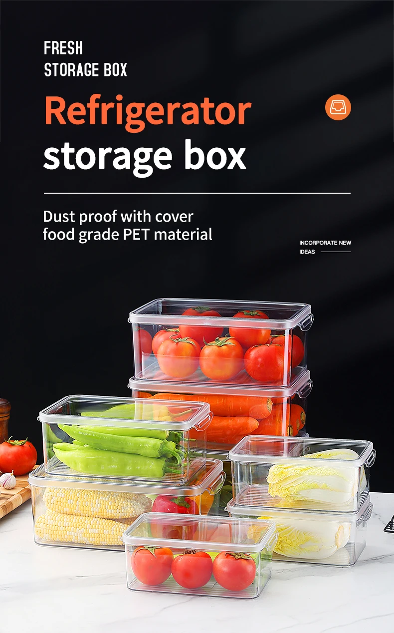 Description Picture 2 of itemWORTHBUY Fruit Vegetable Storage Box Refrigerator Food Preservation Box Plastic Fresh-keeping Box With Lid Sealed Organizer Box