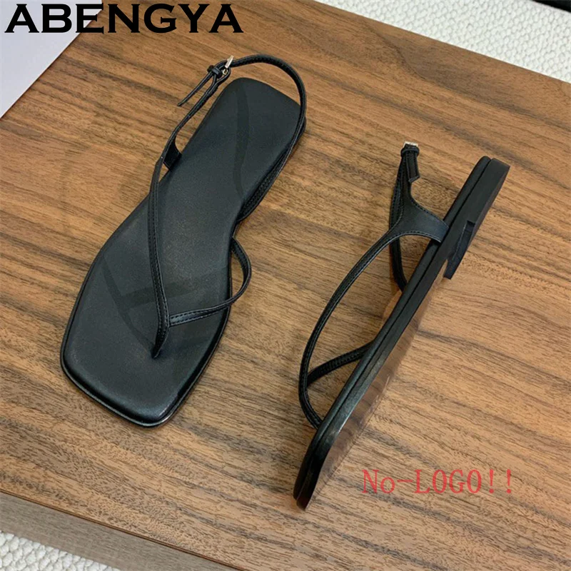 ABENGYA Woman's Flip Flops Kitten Heels Sandals Women Square Peep Toe Slingback Summer Sexy Beach Party Shoes Zapatillas mujer