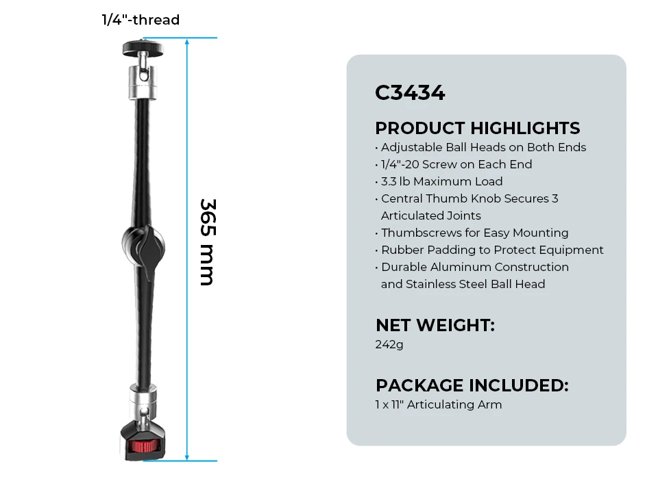 11 inches Articulating Arm Adjustable Friction Extension Magic Arm For DSLR LCD