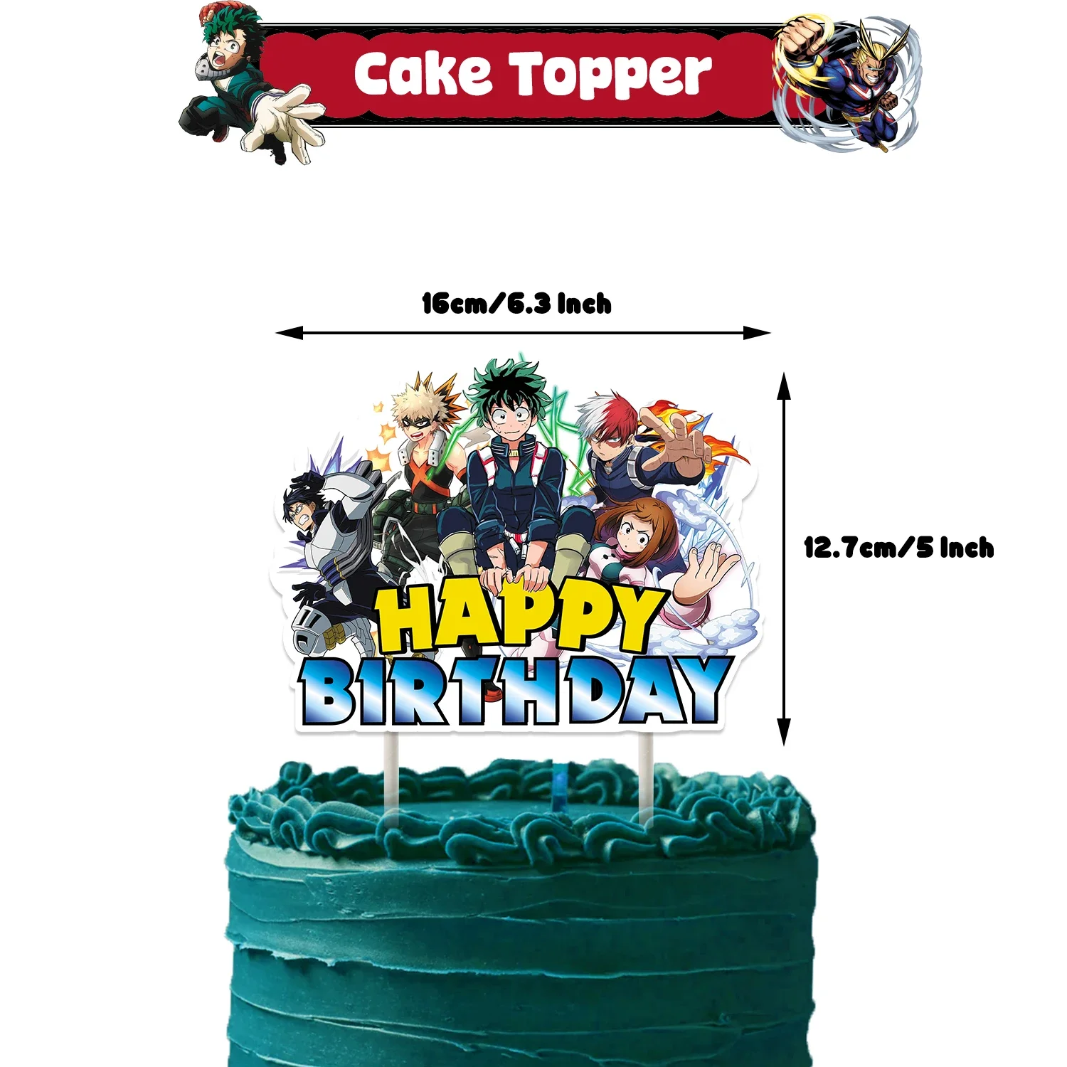 My Hero Academia Themen-Geburtstagsparty Dekoration Teller Becher Tischdecke Ballon Hintergrund Tortendekoration Babyparty-Zubehör Fangeschenk – Detail 6
