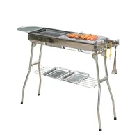 Outdoor Stainless Steel Charcoal Grill Large Size Barbecue Tool Portable Free Installation Handle Folding BBQ Cooking 5