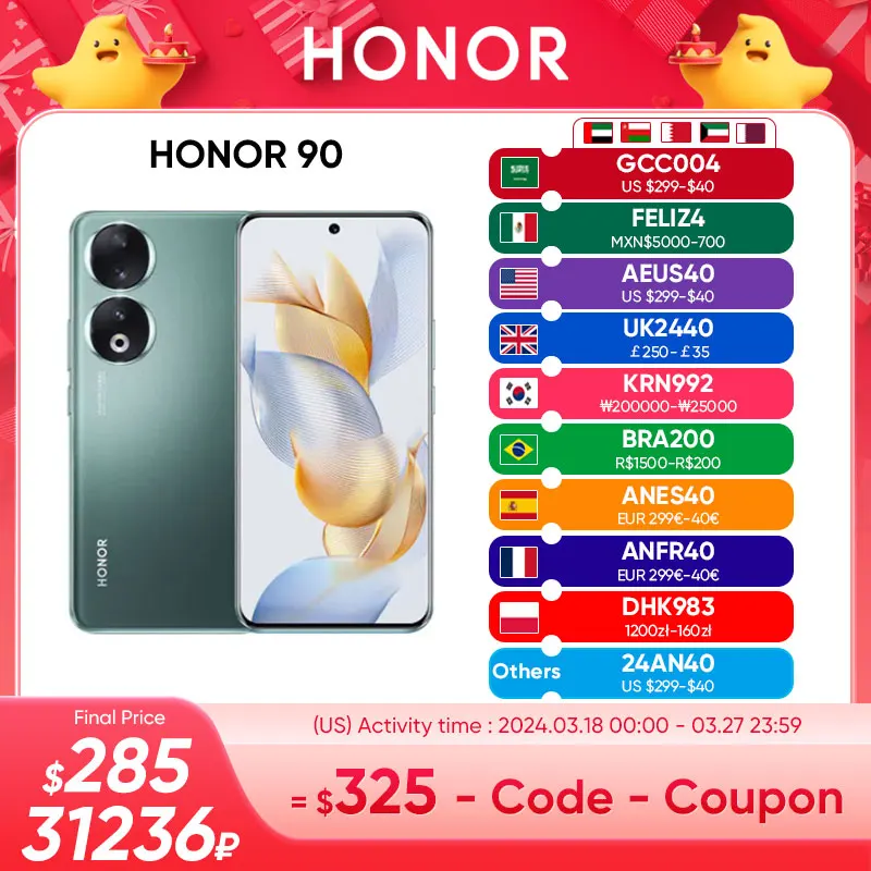 Фотокамера глобальная версия HONOR 90, 6,7 дюйма, OLED, Snapdragon 7 Gen 1, 5000 МП, 120 мАч, 66 Вт, Supercharger, 2023 Гц, Новинка