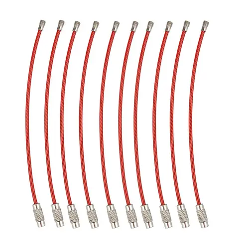 50~10pcs 10/15CM Stainless Steel Keychain Tag Rope Wire Cable Loop Screw Lock Gadget Rings Key Keyring Circle Camp Rope Fittings - Image 11