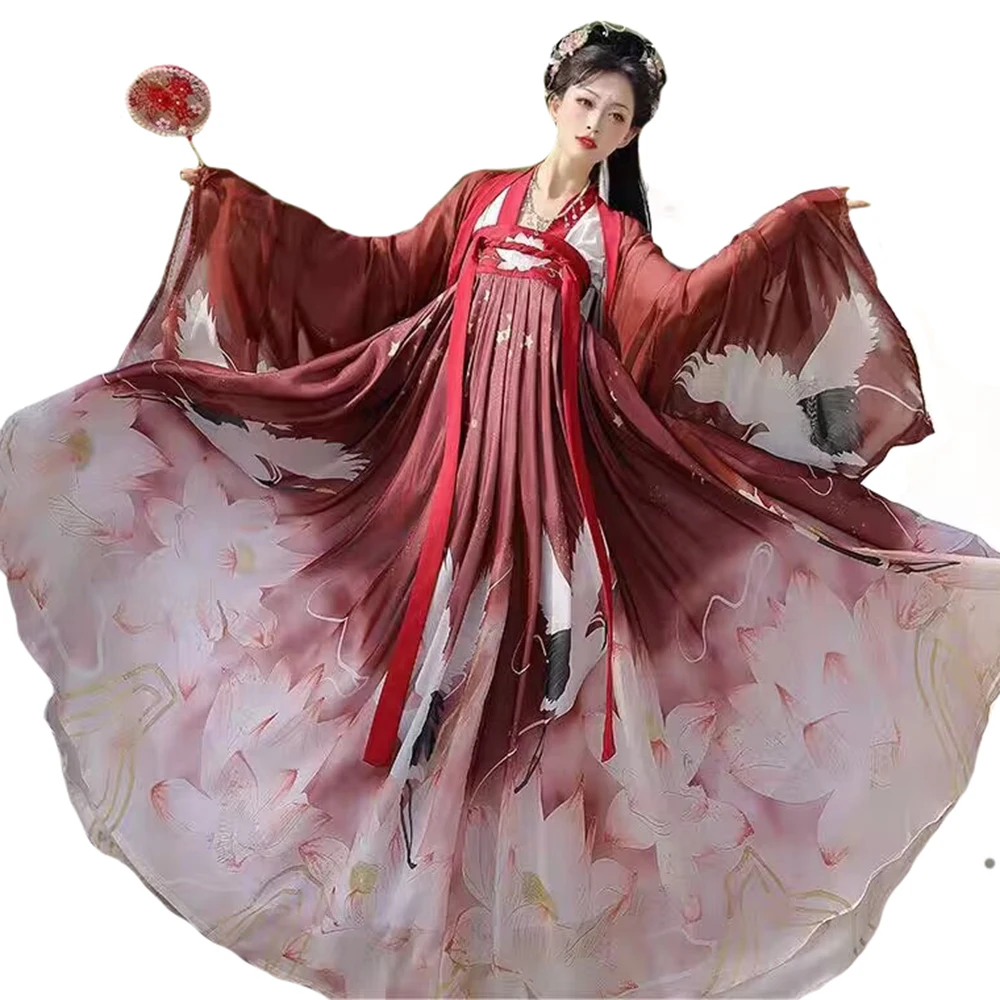 Tang Dynasty Hanfu Dress Big Sleeves Cosplay Chinese Hanfu Fairy Dress Chinese Ruqun Skirt Ancient Chinese Costume Vestido Hanfu