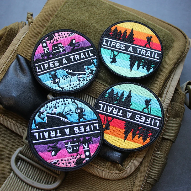 

LIFE'S A TRAIL Outdoor Morale Badge Camping Hiking Tactical Armband Exquisite Embroidery Patches for Clothing Fit Hats Backpack