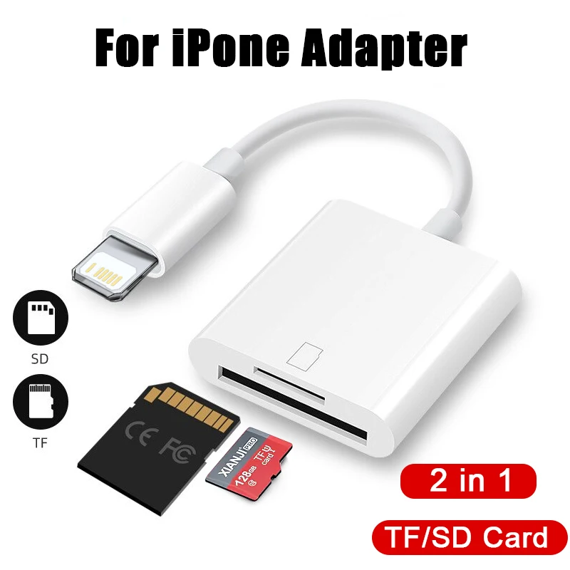 Adaptateur de lecteur de carte SD TF pour iPhone, prise de pluie