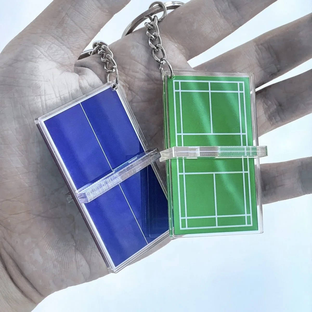 Acrylic Badminton Tennis Keychain Double Sided Mini 3D Sports Keyring Bag Pendant Table Tennis Car Key Chains Souvenir Gift handmade doll keychain