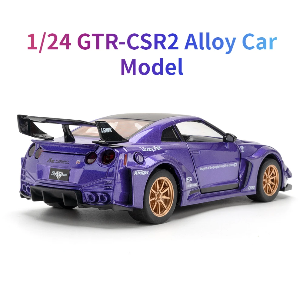 

1:24 Simulation GTR-CSR2 Car Model Toy Alloy Diecast Metal Toys with Light and Sound Super Sport Car for Child Birthday Gifts