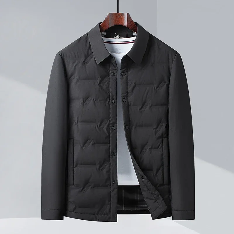 thumbnail image 1 of Chaqueta de plumón ligera de otoño e invierno para hombre, nueva chaqueta de plumón de pato blanco con solapa corta, abrigo de lujo ligero de negocios, ropa, 1 of 5