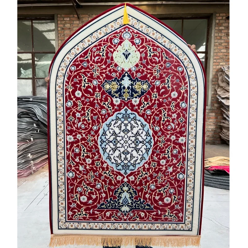 Flannel Prayer Mat Worship Blanket Worship Kneel Embossing Floor Carpets Non Slip Soft Portable Travel Prayer Mat Ramadan Gift